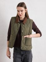 Parka sin Mangas con Cuello de Cotelé Contrastado