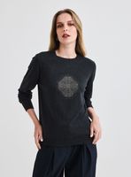 Sweater Cuello Redondo con Logo de Cristales