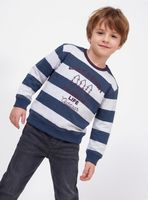 Polerón Crew Rayado y Estampado Frontal