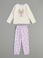 Pijama con Aplicación Bordada Coral Fleece