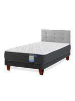 Cama Europea Europedic Dual 1.5 Plazas Base Normal + Respaldo Royal Gris