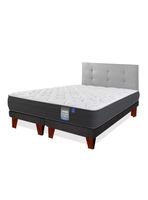 Cama Europea Europedic Dual 2 Plazas Box Base Dividida + Respaldo Royal Gris