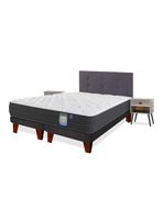 Cama Europea Europedic Dual King Base Dividida + Respaldo Royal Grafito + Velador Rock
