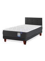 Cama Europea Europedic Dual 1 Plaza Base Normal + Respaldo Royal Negro