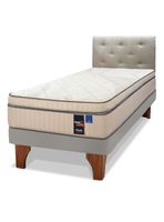Cama Europea Arena Maximo Cobre  1.5 Plazas Base Normal + Respaldo Almendra