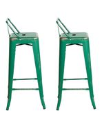Pack de 2 Sillas Bar High Vintage Verde Esmeralda