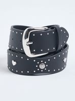 Cinturón Aplicación Corazones Suede y Aluminio