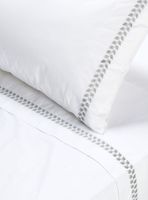 Sábana 1.5 Plazas Bordada Hoja Blanca 220 Hilos