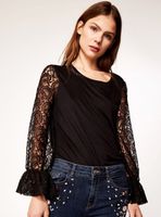 Top Guipur Manga Larga