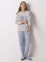 Pijama Largo Algodón Mickey Gris