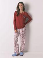 Pijama Largo Algodón Mickey Rojo