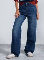 Jeans Wide Leg con Cierre y Bolsillo