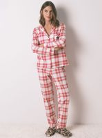 Pijama Camisero Mafalda Algodón Cuadros Rojos