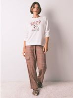 Pijama Largo Algodón Estampado Cuadros Snoopy