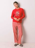 Pijama Largo Algodón Rojo Cuadros Snoopy