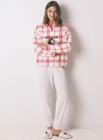 Pijama Largo Mafalda Polar Cuadros Blanco