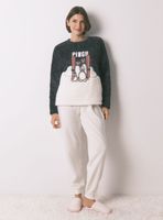 Pijama Largo Polar Pelo Suave Bordado Pingu
