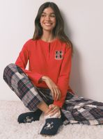 Pijama Largo Algodón Estampado Cuadros Hogwarts