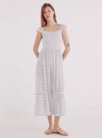 Vestido Midi Smock Estampado Lurex