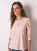 Camiseta Manga Larga Viscosa Rosa Brillo