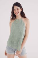 Top Escote Halter Botón Crochet