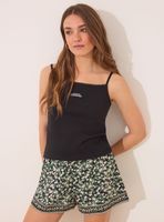 Pijama Corto Algodón Pointelle Negro