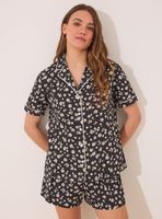 Pijama Camisero Corto Algodón Flores