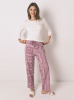 Pijama Largo Algodón Estampado Flores Marfil