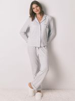 Pijama Camisero Largo Cuadros Efecto Brillo