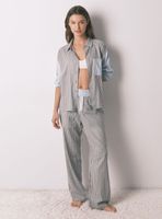 Pijama Largo Camisero Cuadros y Topos