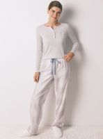 Pijama Largo Cuadros Efecto Brillo Gris