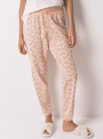 Pantalón Skinny Algodón Flores Naranja