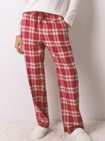 Pantalón Largo Franela Estampado Cuadros Rojo