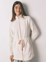 Bata Midi Tejido Polar Blanco