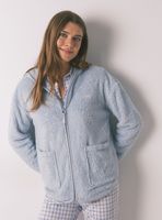 Bata Corta Tejido Pelo Azul Lurex