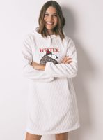 Camisón Corto Polar Snoopy Capucha Blanco