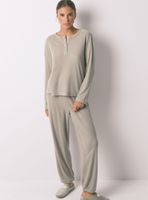 Pijama Largo Textura Waffle Verde