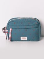 Neceser Mediano Nailon Verde Estampado Corazones