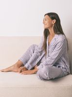 Pijama Camisero Largo Satén Print Geométrico