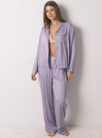 Pijama Camisero Largo Satén Print Rayas