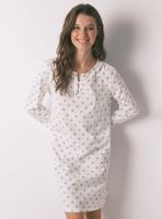 Camisón Manga Larga Algodón Flores