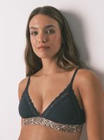 Sostén Triangular Natural Animal Print Negro