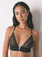 Sostén Tul Bordado Metálico Negro