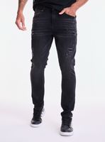 Jeans Tappered Fit con Roturas y Rasguños