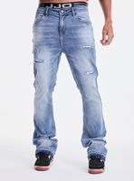 Jeans Skinny Flare Roturas con Aplicación De Brillos