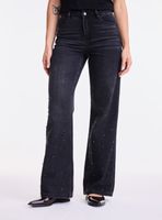 Jeans Push Up 1 Botón Aplicación Ojetillos y Brillantes