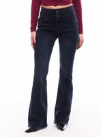 Jeans Flare Push Up con Pretina con Cortes Lavado Sulfúr