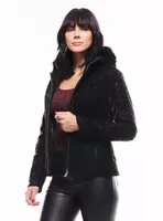 Parka Midi Pu Animal Print con Gorro Desmontable
