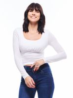 Polera Escote con Recogido Full Print