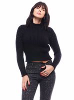 Sweater Punto Ingles con Perlas Metálicas en el Hombro